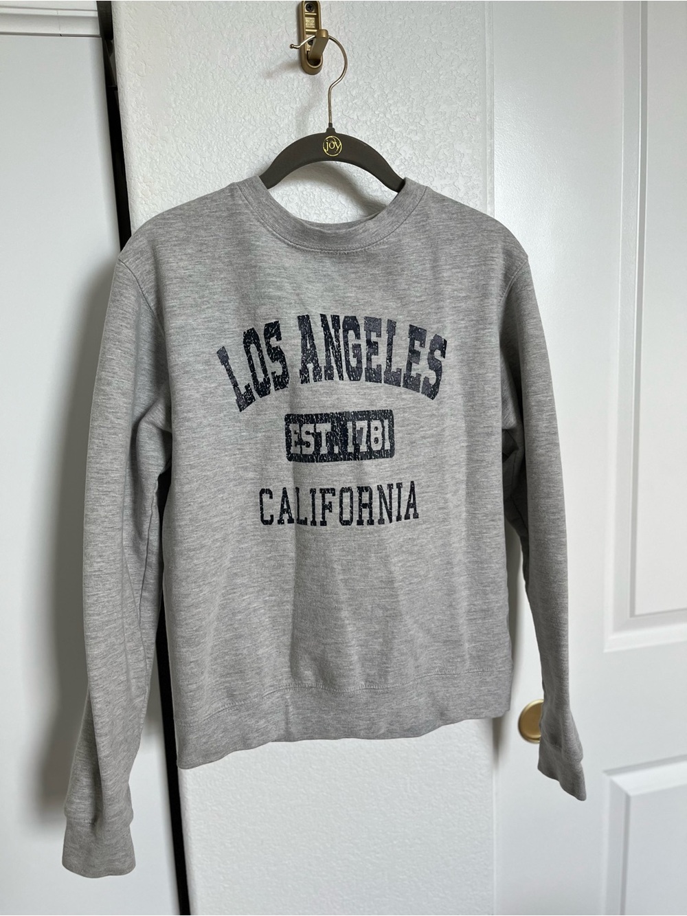 Classic LA/CA Crew Sweatshirt Gray/Navy Casual Women’s Small Cotton Blend